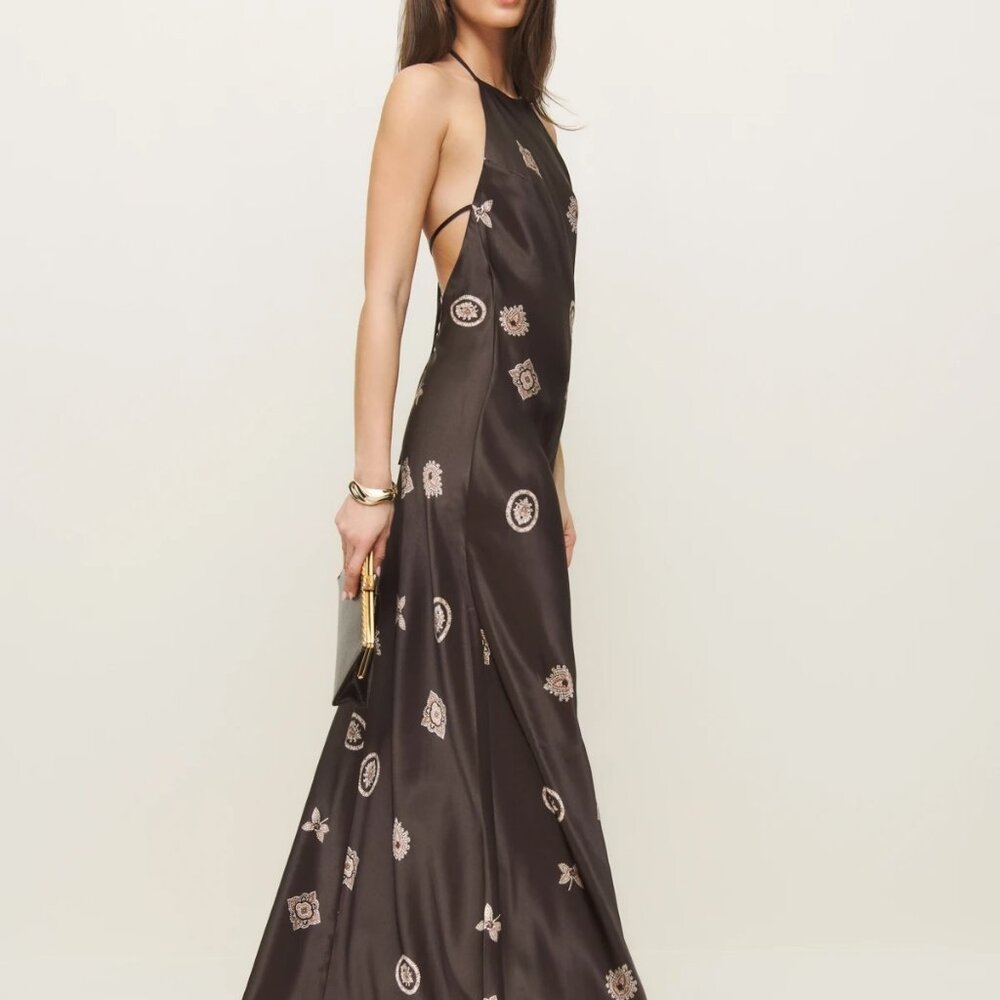 NWT Reformation Jeany Silk Dress Brown